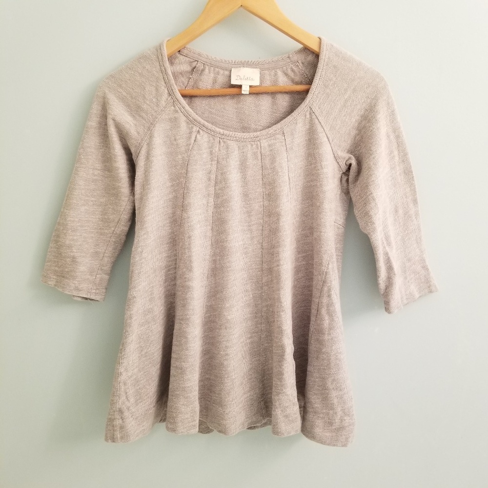 Anthropologie Deletta Gray Peasant Blouse